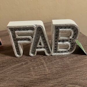 Michaels Ashland White Silver Rhinestone FAB Fabulous Decorative Sign NWT